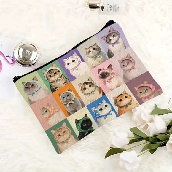 Kitty Cats in Bandanas Cosmetic Bag BRAND-NEW & SO CUTE! - Picture 2 of 4